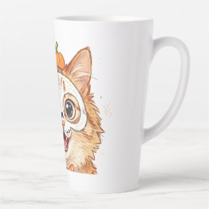 Caneca De Café Latte Morcego Roxo Fofo Ilustração em Lápis de Cor para 