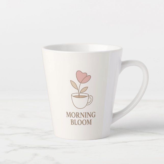 Caneca De Café Latte Morning Bloom | Aesthetic Floral Coffee Mug  (Direita)