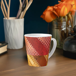 Caneca De Café Latte Morphinius assimétrico abstrato 1 de 12 vermelho