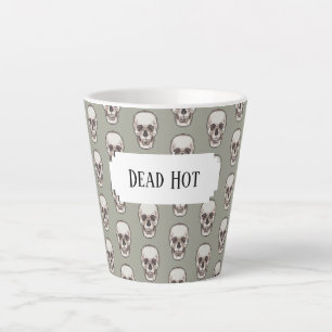Caneca De Café Latte Morto com Pixel de Arte Gótica Patterno Crânio Spo