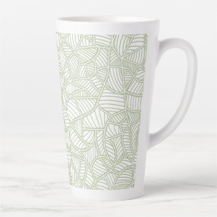 Caneca De Café Latte Mosaico Folha Aleatória Verde Pálido