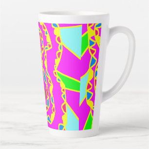 Caneca De Café Latte Mosaicos de padrão de arte bonito