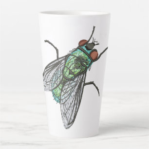 Caneca De Café Latte Mosca realista de casa de garrafa verde