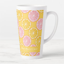 Caneca De Café Latte Mostarda de Verão Laranja