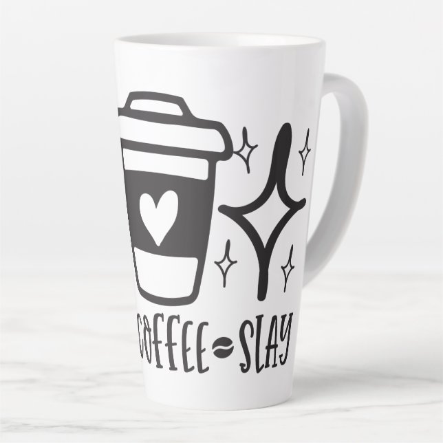 Caneca De Café Latte Mostre seu dia com café (Ângulo direito)