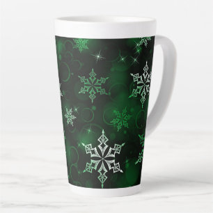 Caneca De Café Latte Motif de Neve Verde Esmeralda