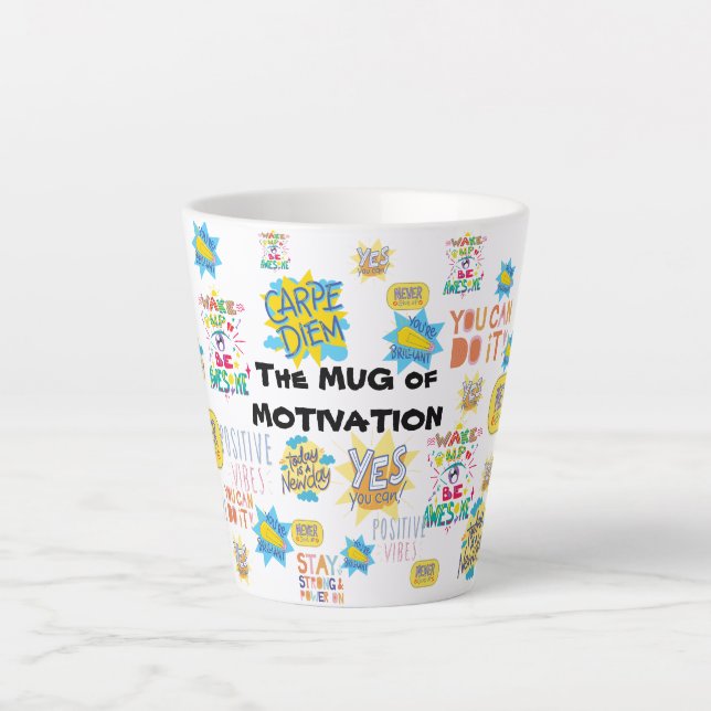 Caneca De Café Latte Motivação cita as caixas de papelão de autoatendim (Frente)