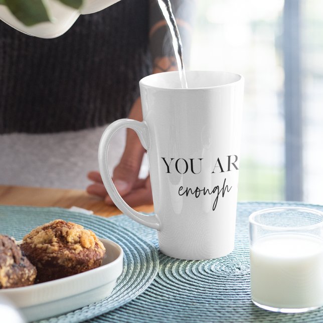 Caneca De Café Latte Motivação Positiva Você Já É Suficiente (Looking for a daily reminder that you are enough? Look no further! Introducing our "You Are Enough" )
