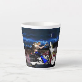 Caneca De Café Latte Motocicleta caminha com seu cachorro, Fantasy Cup