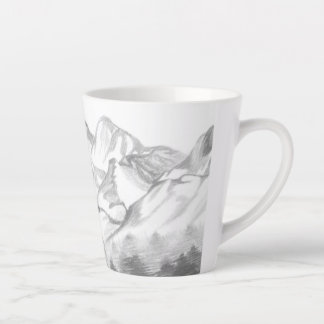 Caneca De Café Latte Mountains Sketched in Pencil on Latte Mug
