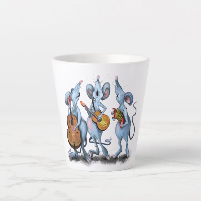 Caneca De Café Latte Mouse Music Banda Engraçado (Frente)