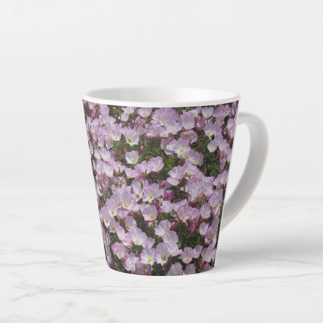 Caneca De Café Latte Mug - Campo de Flores Rosa (Ângulo direito)