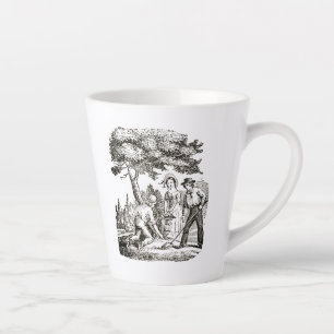 Caneca De Café Latte Mug com cena de jardinagem vintage