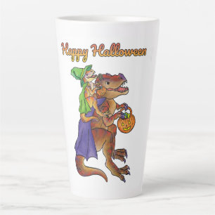 Caneca De Café Latte Mug de Dinossauro das Halloween Grande
