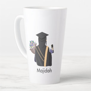 Caneca De Café Latte Mug de Graduação Hijabi de Nome Personalizado