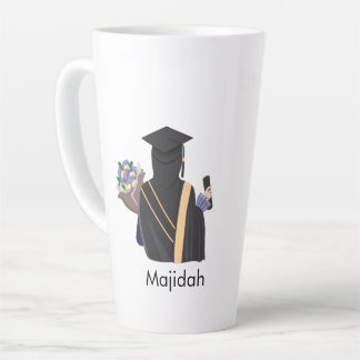 Caneca De Café Latte Mug de Graduação Hijabi de Nome Personalizado