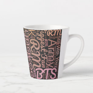 Caneca De Café Latte Mug de nuvem de palavras BTS