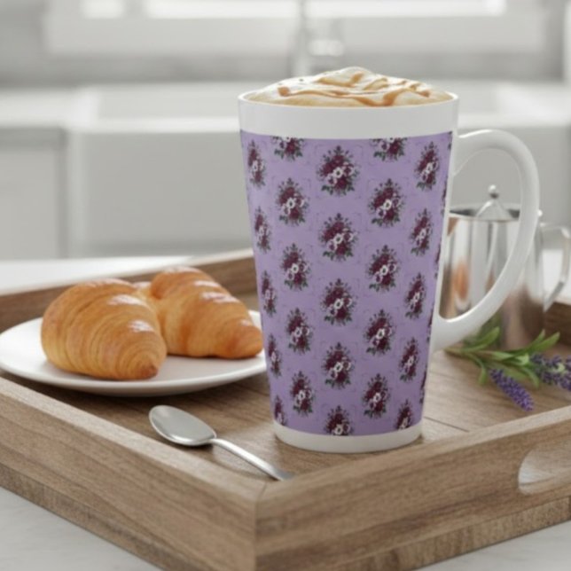 Caneca De Café Latte Mug Latte Bouquet de Violettes (Criador carregado)