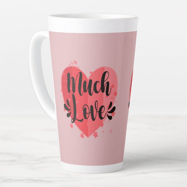 Caneca De Café Latte Muito Amor, Grande Coração (Ângulo esquerdo)
