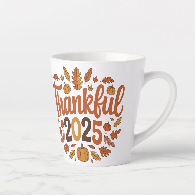 Caneca De Café Latte Muito obrigado, 2025, Autumn Pumpkin, Mug de Ação  (Direita)
