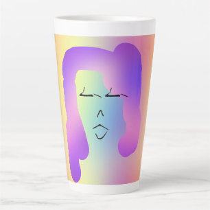 Caneca De Café Latte Mulher Com Cabelo Roxo Personaliza