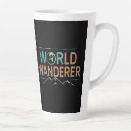 Caneca De Café Latte Multicolor com fundo preto explorador do mundo