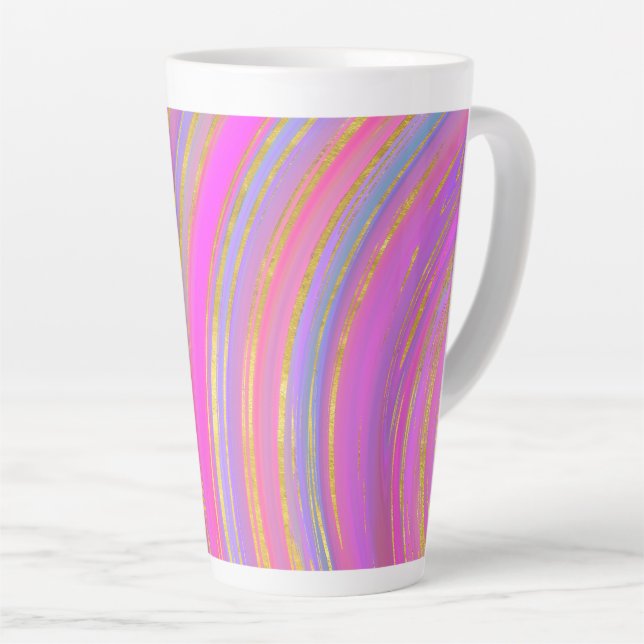 Caneca De Café Latte Multicor e Dourado (Ângulo direito)