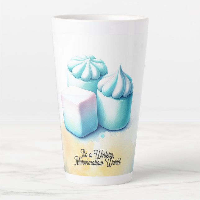 Caneca De Café Latte Mundo de Marshmallow Fofinho  (Frente)