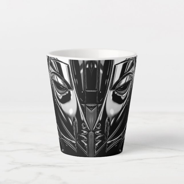 Caneca De Café Latte Musa de Cromo Preto (Frente)