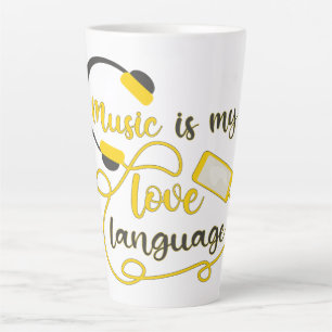Caneca De Café Latte Música é minha língua amorosa, frase romântica