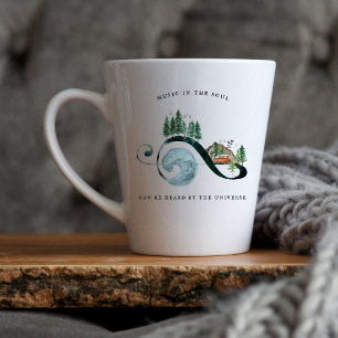 Caneca De Café Latte Música na Alma Monograma Rústico em Aquarela