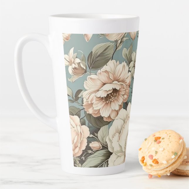 Caneca De Café Latte Muted Botanical Dream (In Situ)
