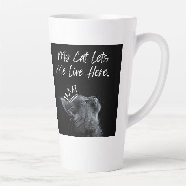 Caneca De Café Latte My Cat Lets Me Live Here (Direita)