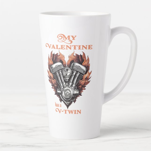 Caneca De Café Latte My Valentine has a V-Twin, Biker style (Direita)
