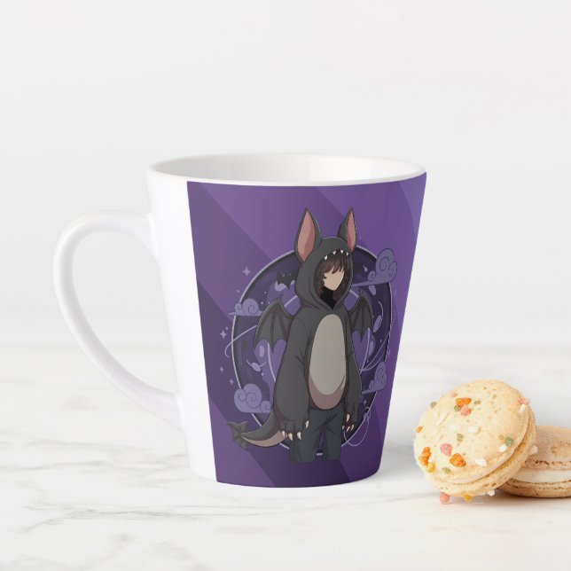 Caneca De Café Latte Mystic Night Bat Character Art (In Situ)