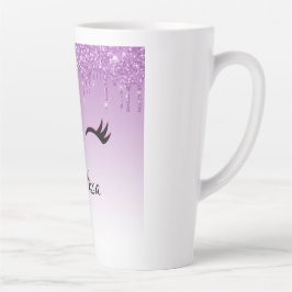 Caneca De Café Latte Na moda cor-de-rosa e olhos pretos ao soltar a bri