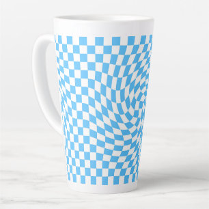 Caneca De Café Latte Na moda - Padrão Marcado Azul e Branco