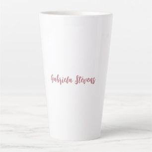 Caneca De Café Latte Na moda Rosa de Dourado Nome Branco