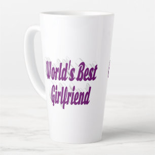 Caneca De Café Latte Namorada com tipografia roxa