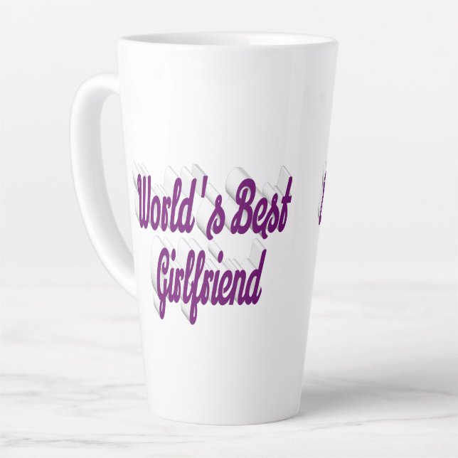 Caneca De Café Latte Namorada roteiro roxo (Ângulo esquerdo)