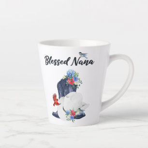 Caneca De Café Latte Nana abençoada com botas de vaqueiro/chapéu e flor