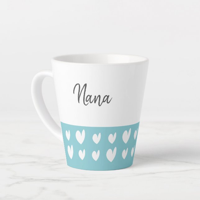 Caneca De Café Latte Nana Heart Turquoise (Ângulo esquerdo)