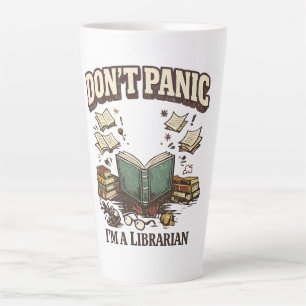 Caneca De Café Latte Não Entre em Pânico Sou Bibliotecário Design de Li