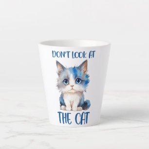 Caneca De Café Latte Não olhe para o gato - Adorável gatinho Bluish
