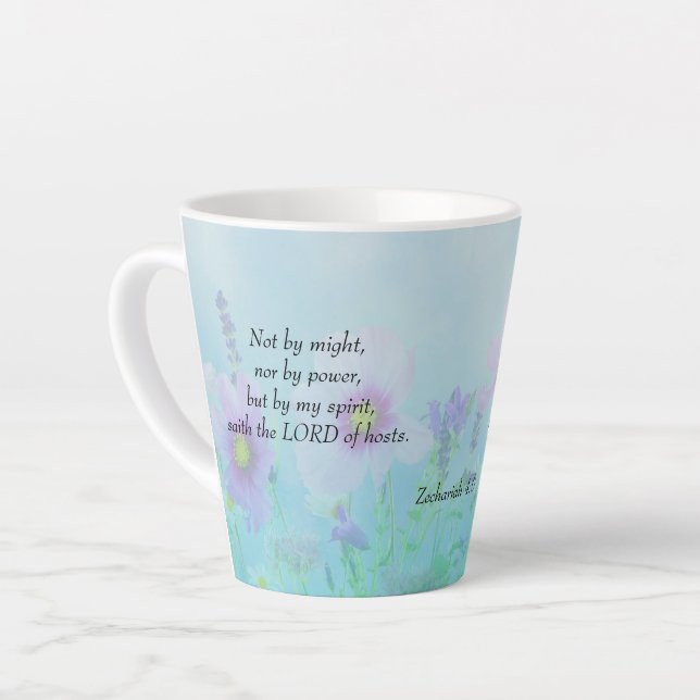 Caneca De Café Latte Não por Might - Zechariah 4:6 (Ângulo esquerdo)