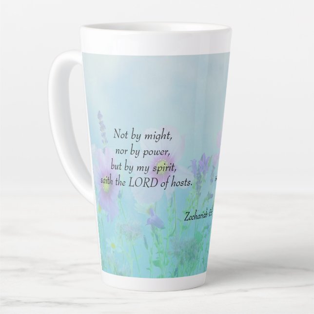 Caneca De Café Latte Não por Might - Zechariah 4:6 (Ângulo esquerdo)