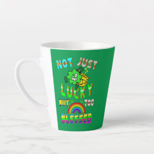 Caneca De Café Latte Não Só Sorte, Mas Muito Abençoado