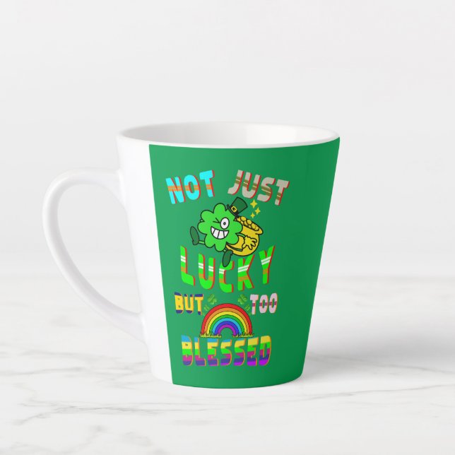 Caneca De Café Latte Não Só Sorte, Mas Muito Abençoado (Esquerda)