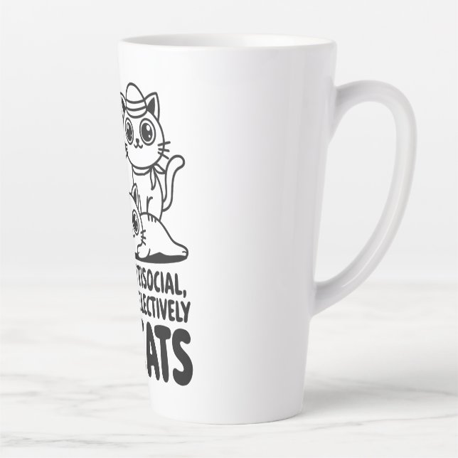 Caneca De Café Latte Não sou Gatos Antisociais (Direita)
