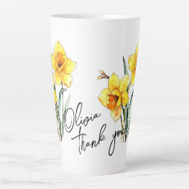 Caneca De Café Latte Narciso "Obrigado!" & Nome do Slogan editável